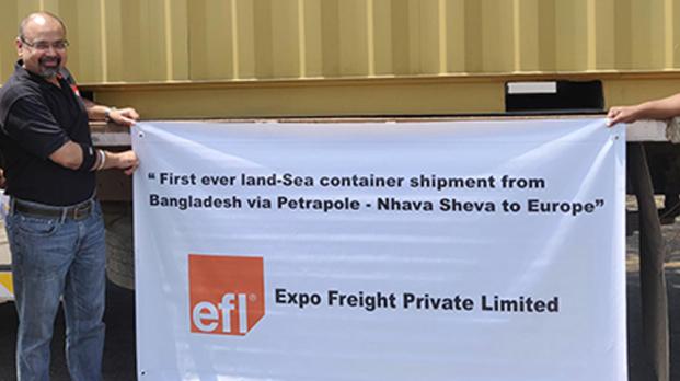 ELF staff display Land-Sea banner